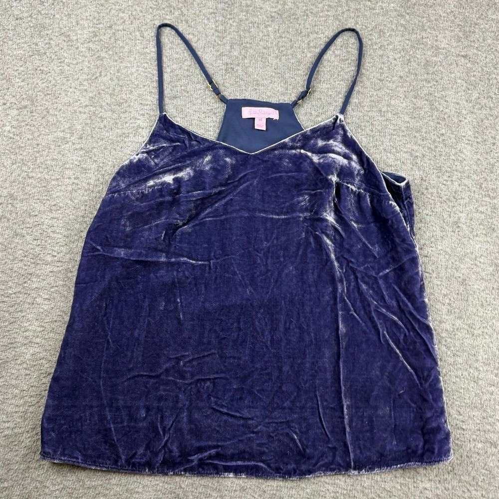 Lilly Pulitzer Velvet Cami Top Purple Womens XS Adjustable Strap Sleeveless Tank